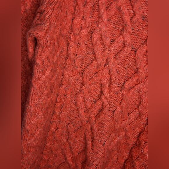 LOFT Womens Chunky Cable Knit Sweater Medium Salmon Color Boat Neck - Picture 8 of 10